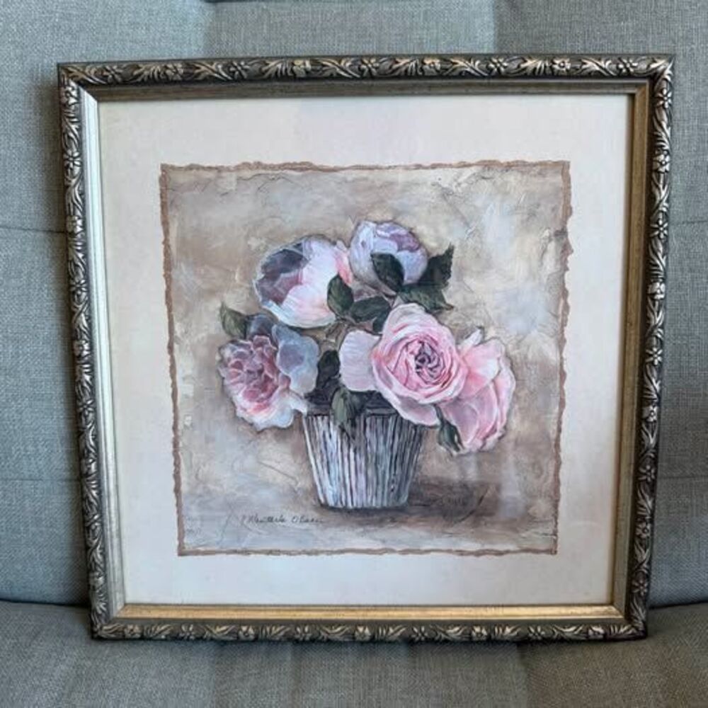 Framed French Country Pink Peonies Floral Art Print by C. Winterle Olson